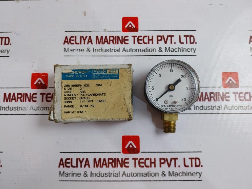 Ashcroft 20W1005Ph 02L Pressure Gauge 0-30 Psi - 2" Abs Case