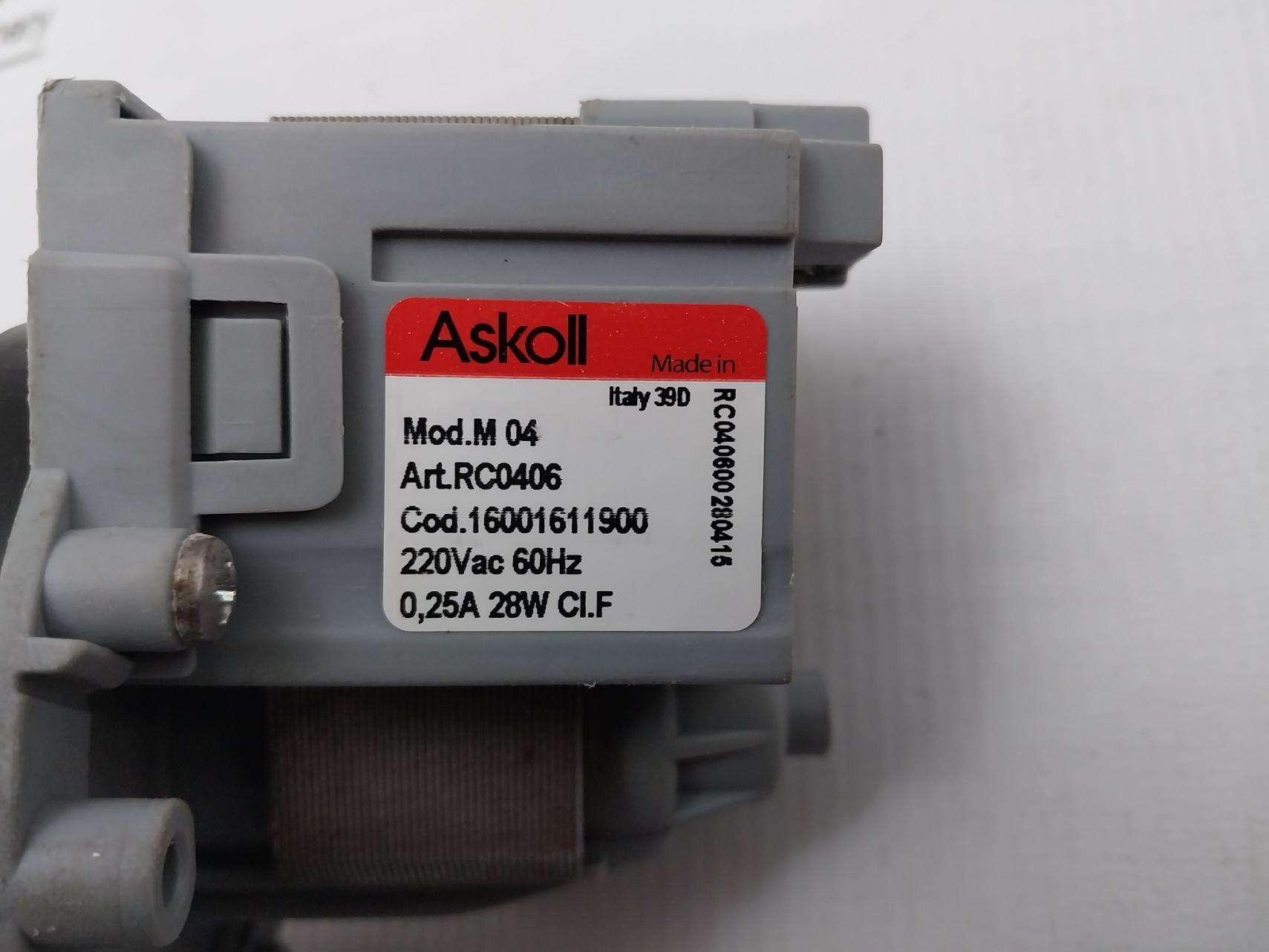 Askoll M 04 Drain Pump Motor 16001611900 220Vac 60Hz Rc040600280415