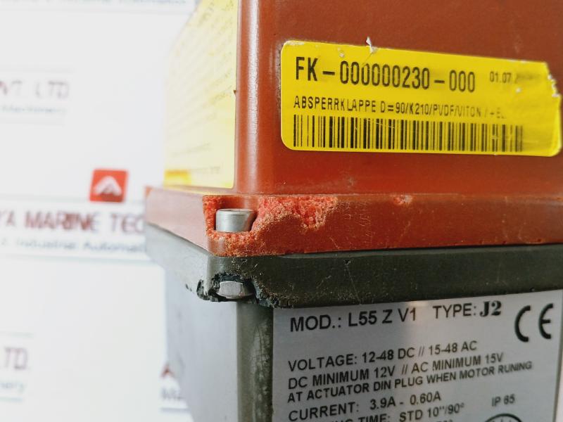 J+J L55 Z V1 Butterfly W/ Electrical Valve Actuator 12-48 Dc // 15-48 Ac