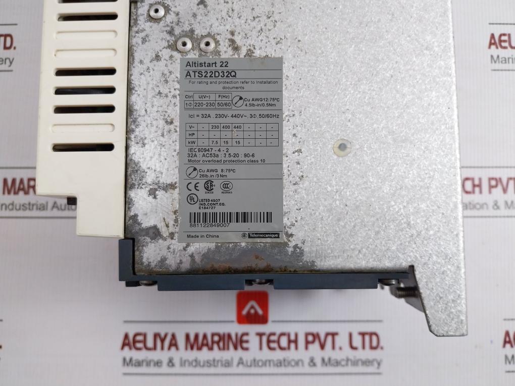 Ats22D32Q 3-phase Electronic Soft Starter 50/60Hz 230–440 Vac Schneider Electric