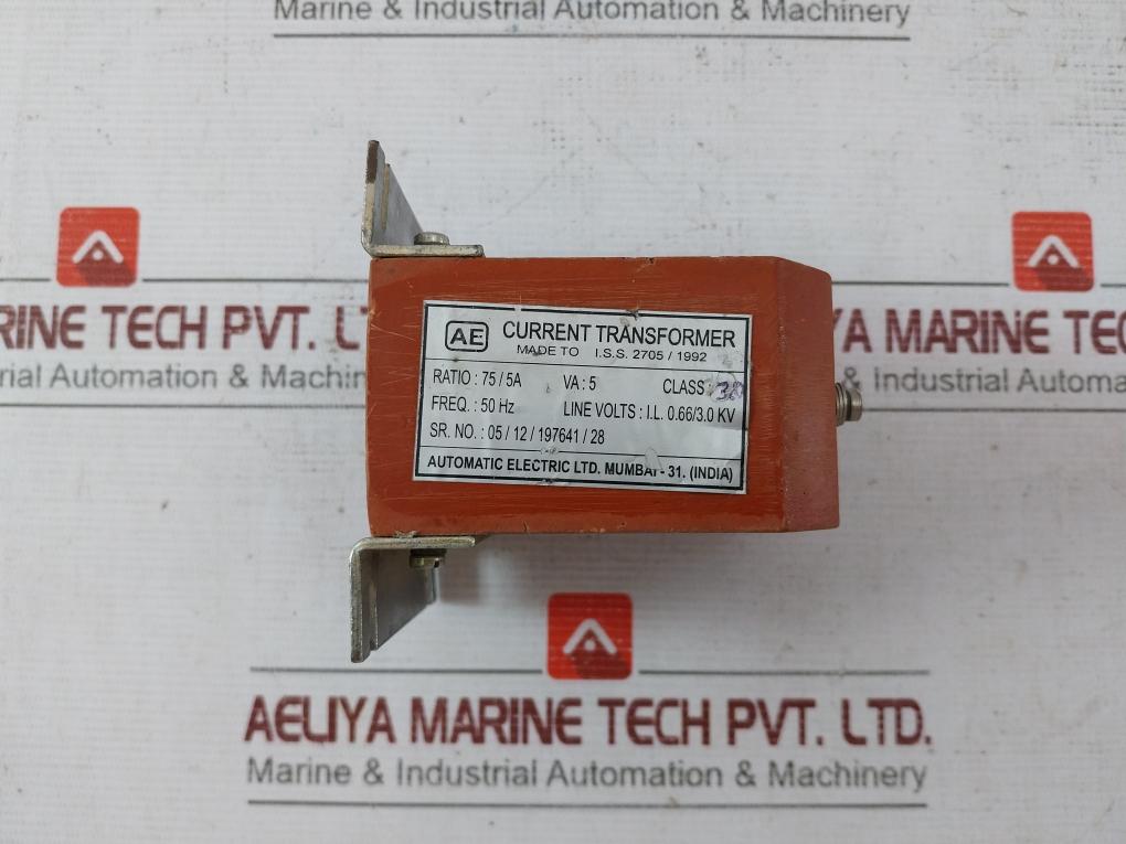 Automatic Electric 75/5A Current Transformer 50Hz I.L.0.66/3.0 Kv