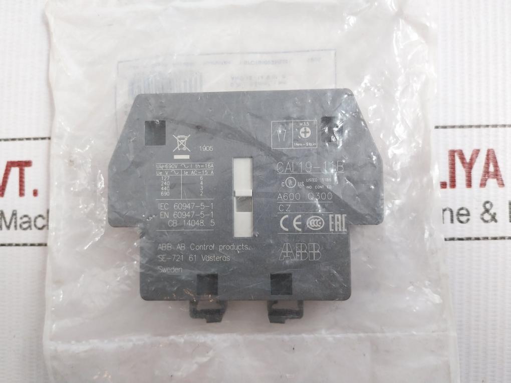 Auxiliary Contact Block For Contactor 690V 16A Abb Cal19-11B