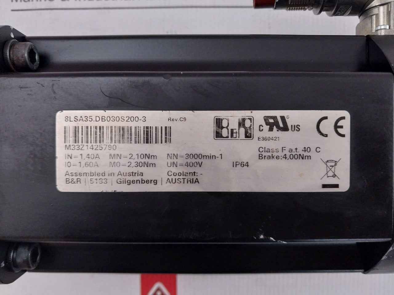 B&R 8Lsa35.Db030S200-3 Synchronous Motor With Planetary Gearbox 8Gp30-080--025S