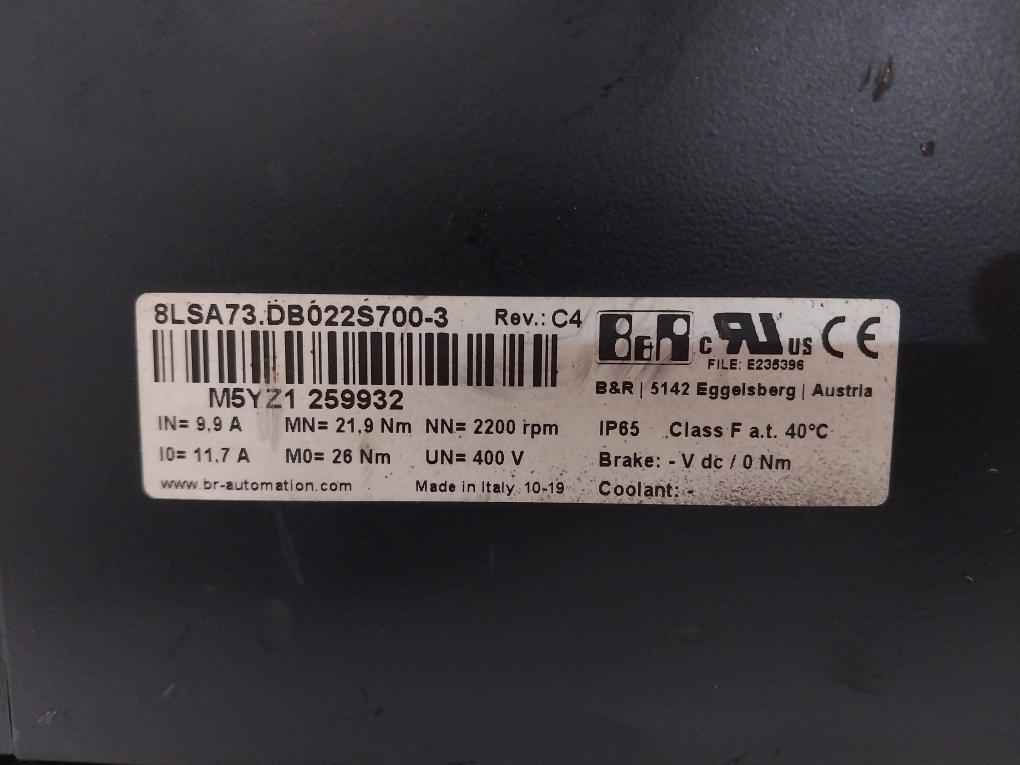 B&R 8Lsa73.Db022S700-3 Synchronous Motor Rev C4 Ip65 E235396