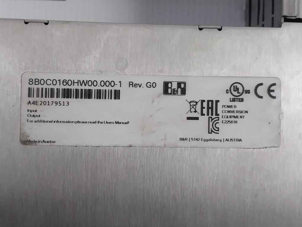 B&r 8b0c0160hw00.000-1 Acopos Multi Auxiliary Supply Module Rev.g0 E225616