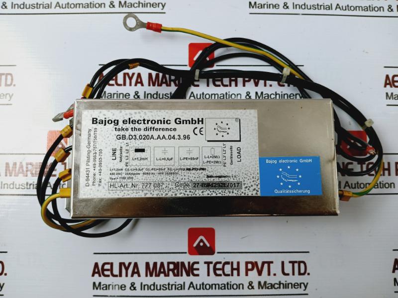 Bajog Electronic Gb.d3.020a.aa.04.3.96 Mains Powerfilter 440 Vac 20ampere50/60hz