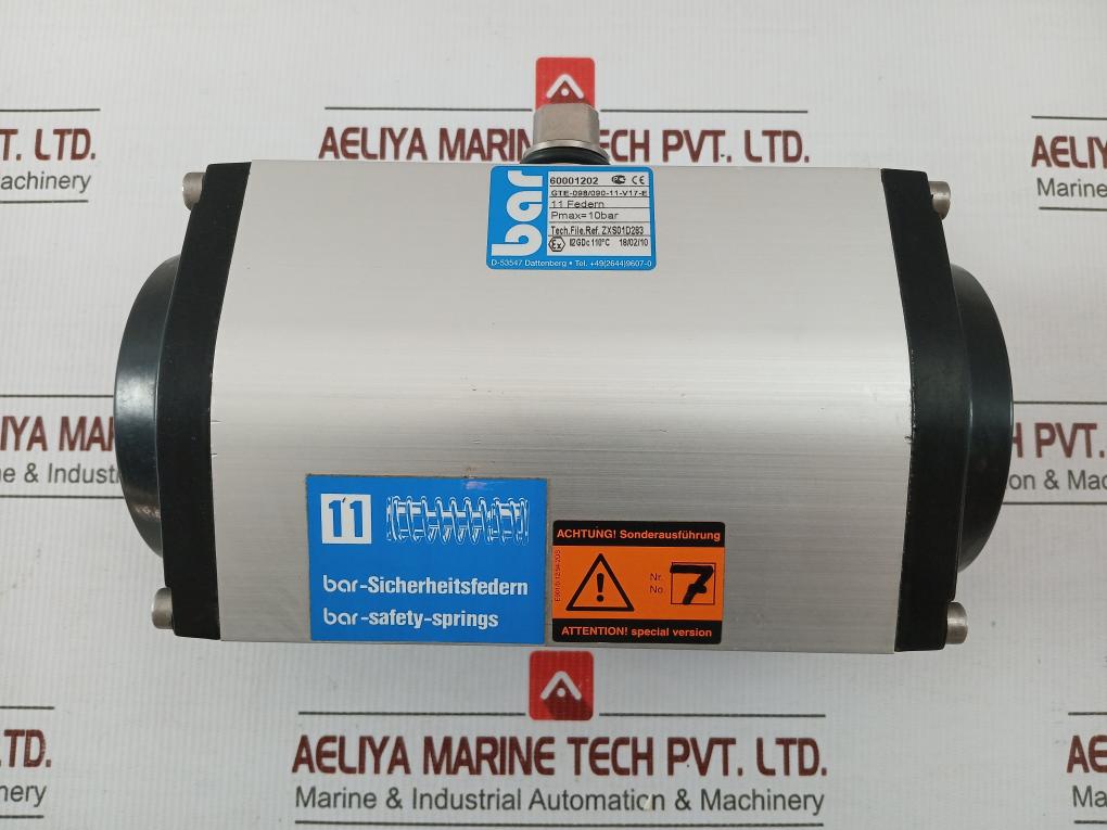 Twin-piston Rotary Valve Actuator 10Bar 110°C Gte-098/090-11-v17-e By Bar Gmbh