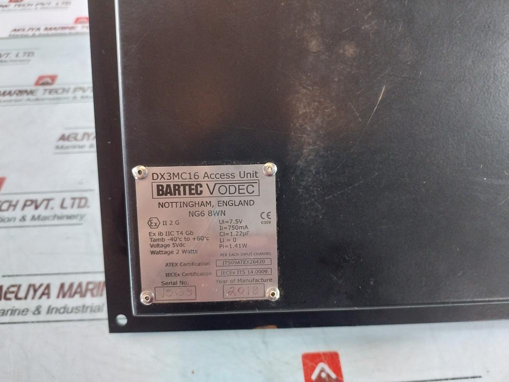 Bartec Vodec Dx3mc16 Intercom Master Control Panel 5vdc 2w