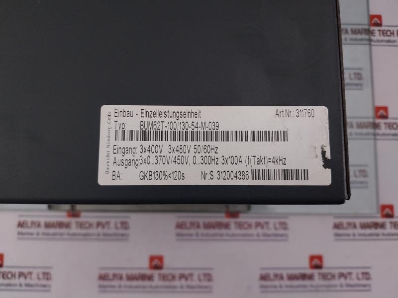 Baumuller Bum62t-100/130-54-m-039 Servo Drive Type Built-in Single Power Unit