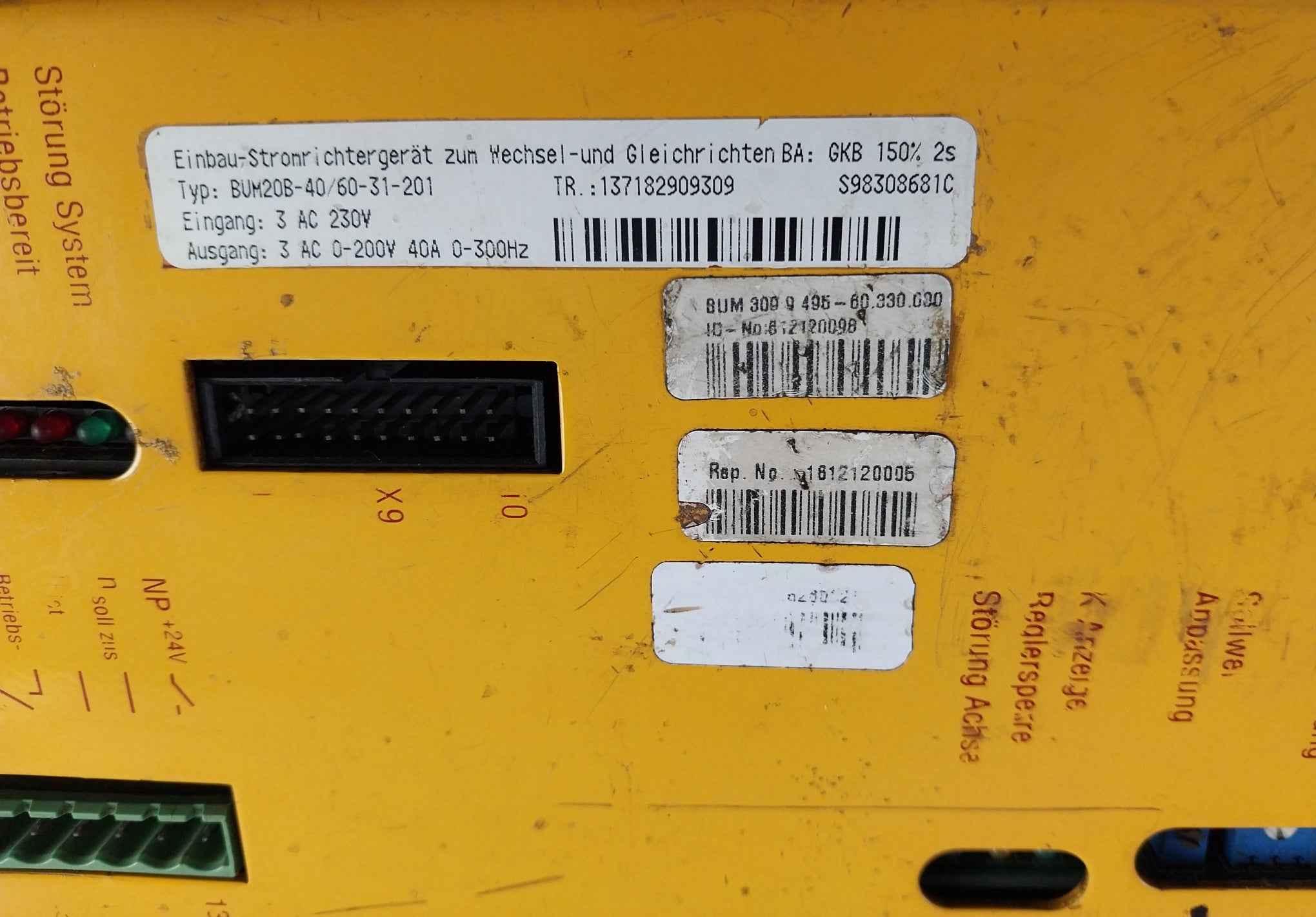 Baumuller Nurnberg Bum20B-40/60-31-201 Servo Drive 3Ac 0-200V 40A 0-300Hz 230V