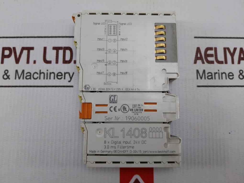 Beckhoff Kl1408 Digital Input Unit 24v Dc 55c Max Ii 3g Kema 02atex1235x
