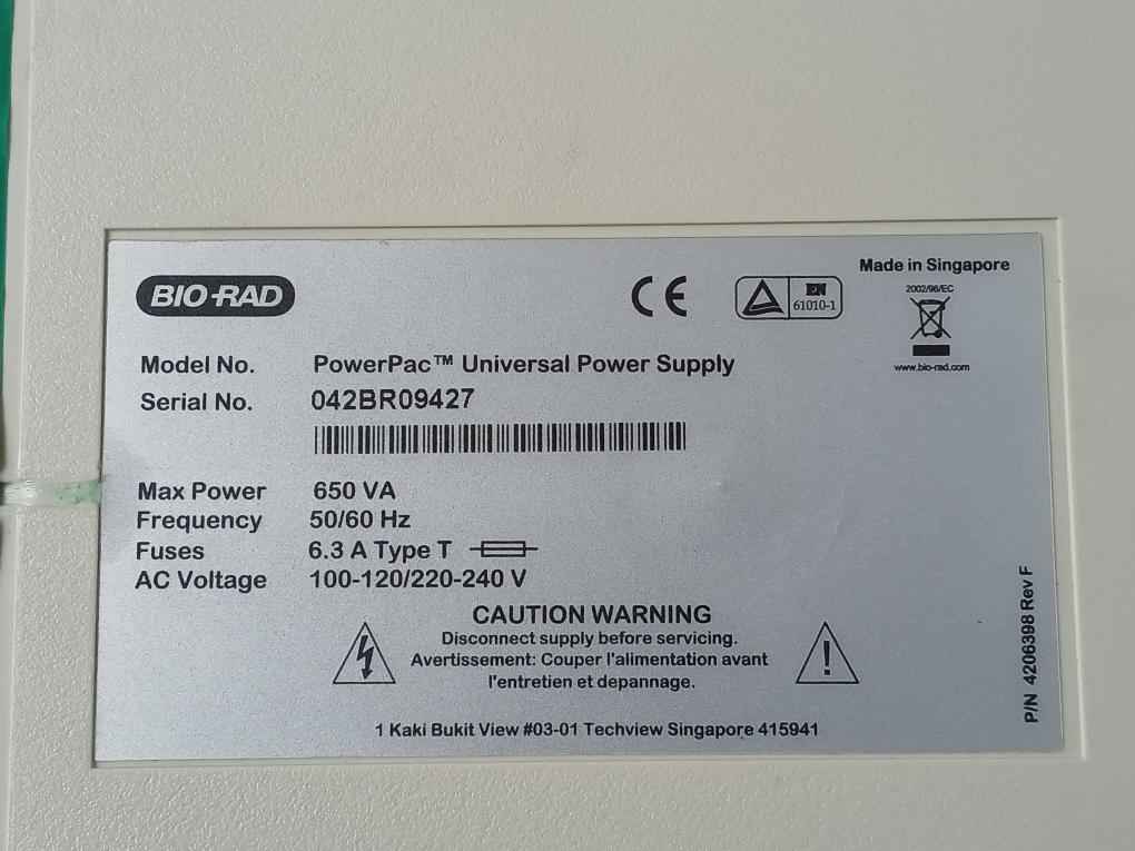 Bio-rad Powerpac Universal Power Supply 650va 50/60hz Rev.f