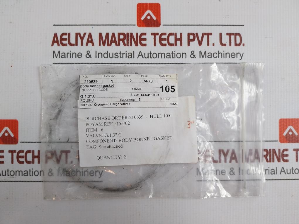 Body Bonnet Gasket For Cryogenic Valve 155/02 Poyam