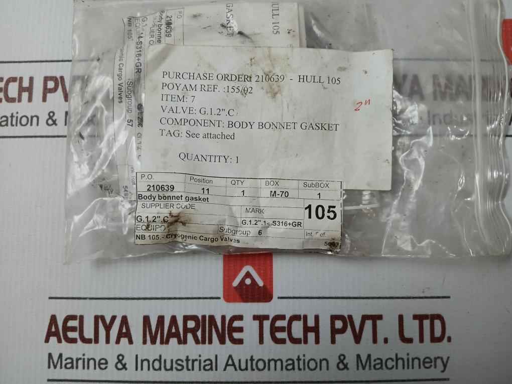 Body Bonnet Gasket G.1.2".14-s316+Gr Poyam