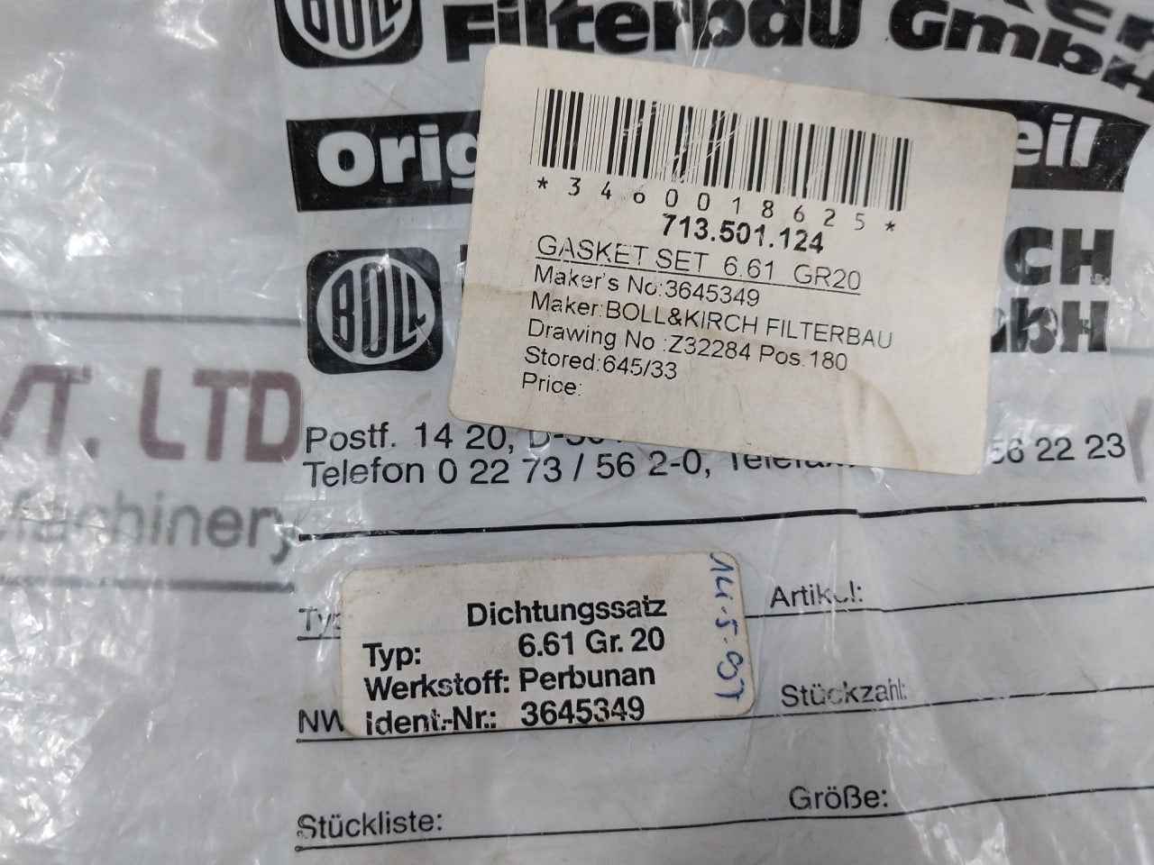 Boll & Kirch 6.61 Gr.20 Gasket Set O-ring Seal 3460018625