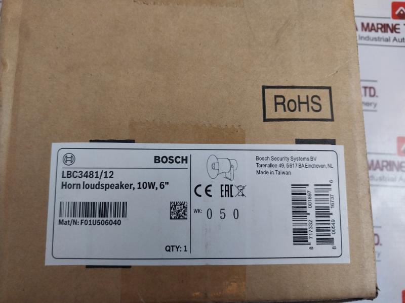 Bosch Lbc3481/12 Horn Loudspeaker 10W 6" 100V 300V 20Awg 80C 25 Kgf-cm