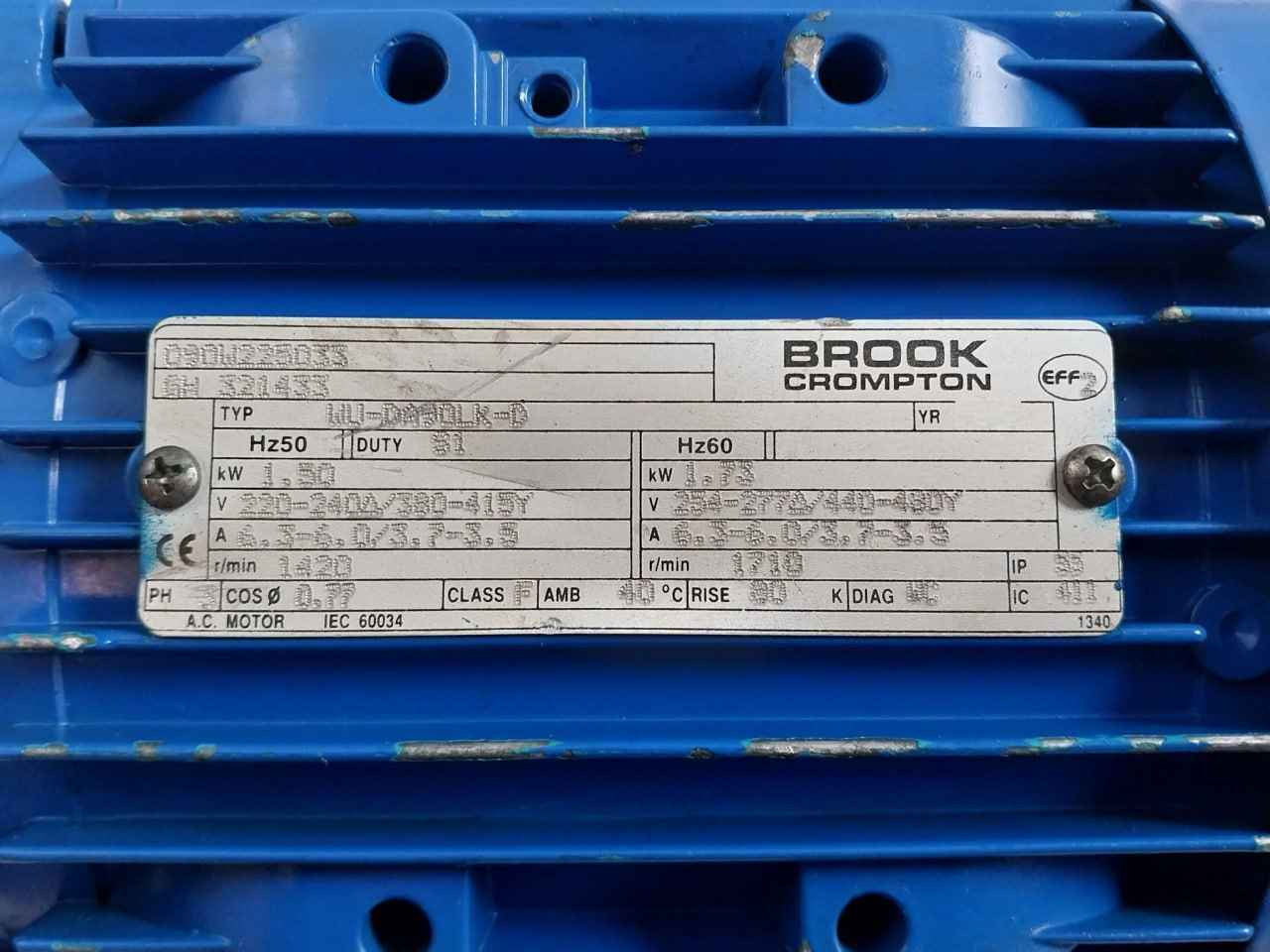 Brook Crompton Wu-da90lk-d Ac Servo Motor 50hz Ip55 Amb 40c