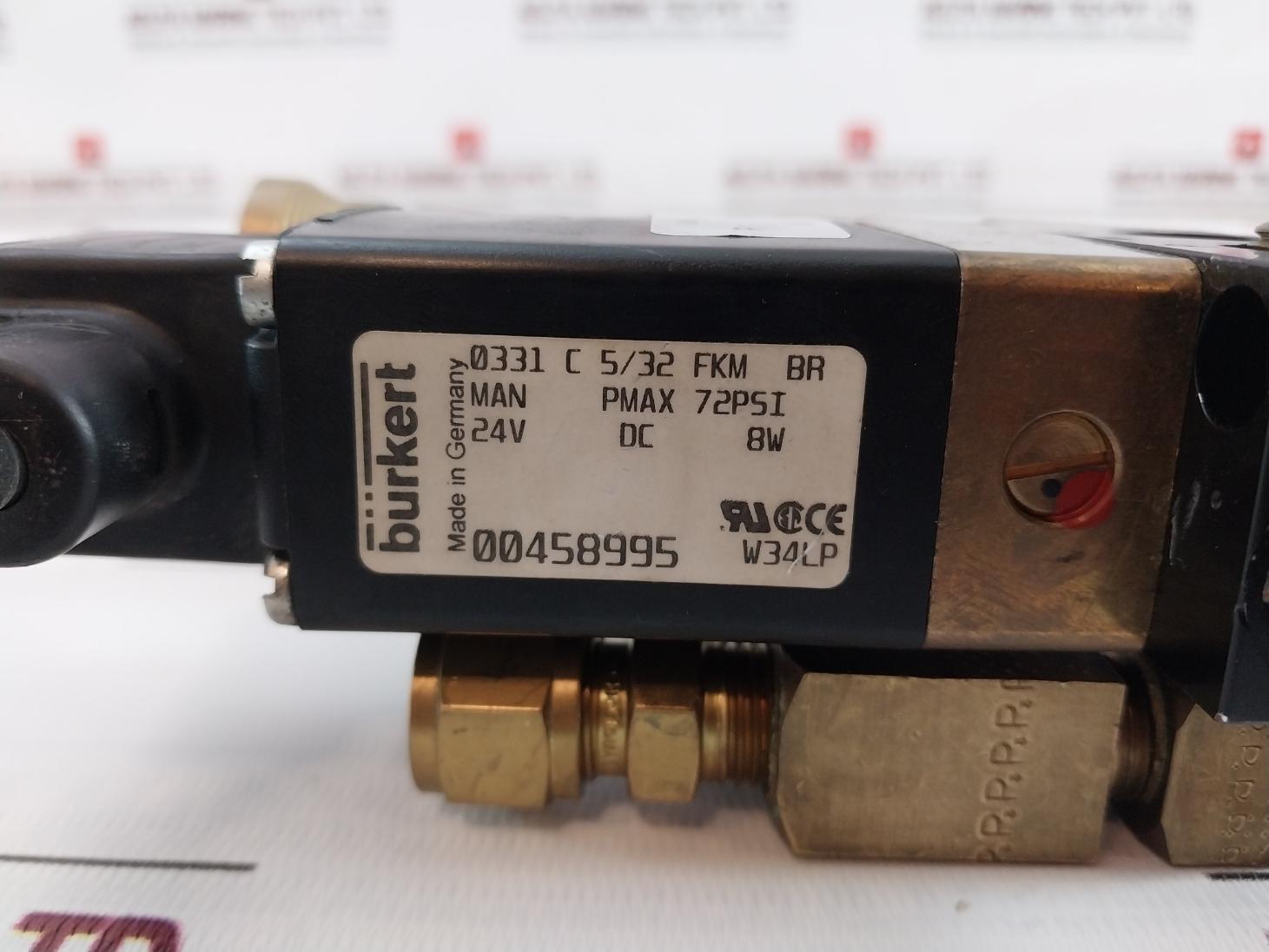 Burkert 0331 C 5/32 Fkm Br Solenoid Valve 24Vdc 8W W34Lp H05Vvf 75Mm2