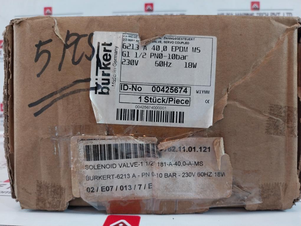 Burkert 6213 A 40.0 Epdm Ms 2/2-way Solenoid Valve G1 1/2 Pn0-10Bar 230V 60Hz