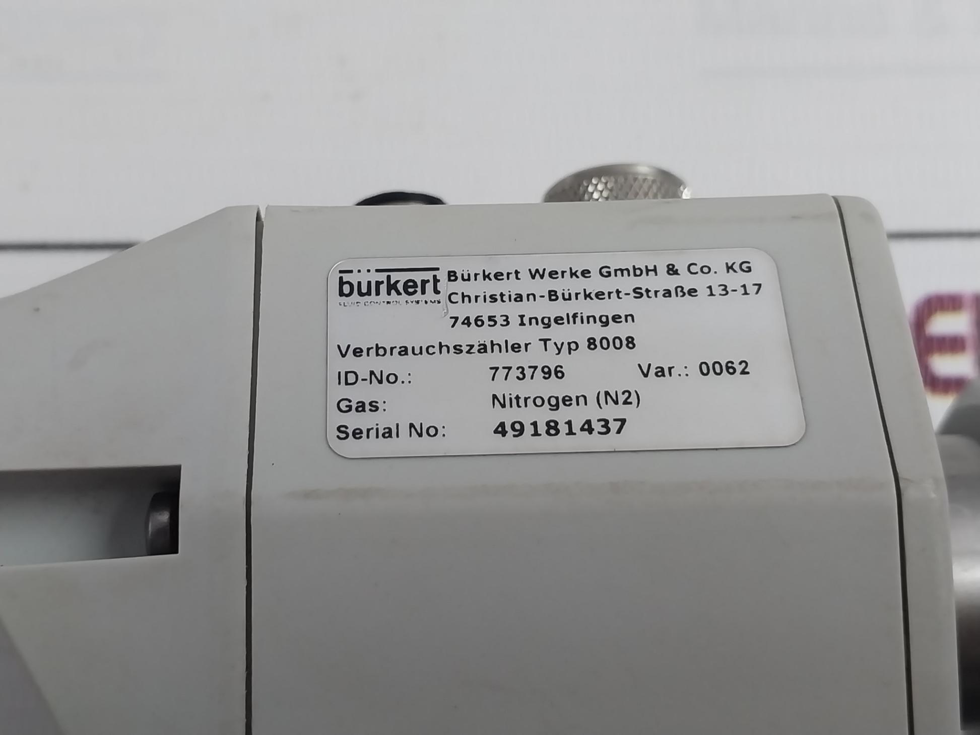 Burkert Werke 8008 Consumption Flowmeter 12-36Vdc 16Bar 27.3Mm 11.0 Bar