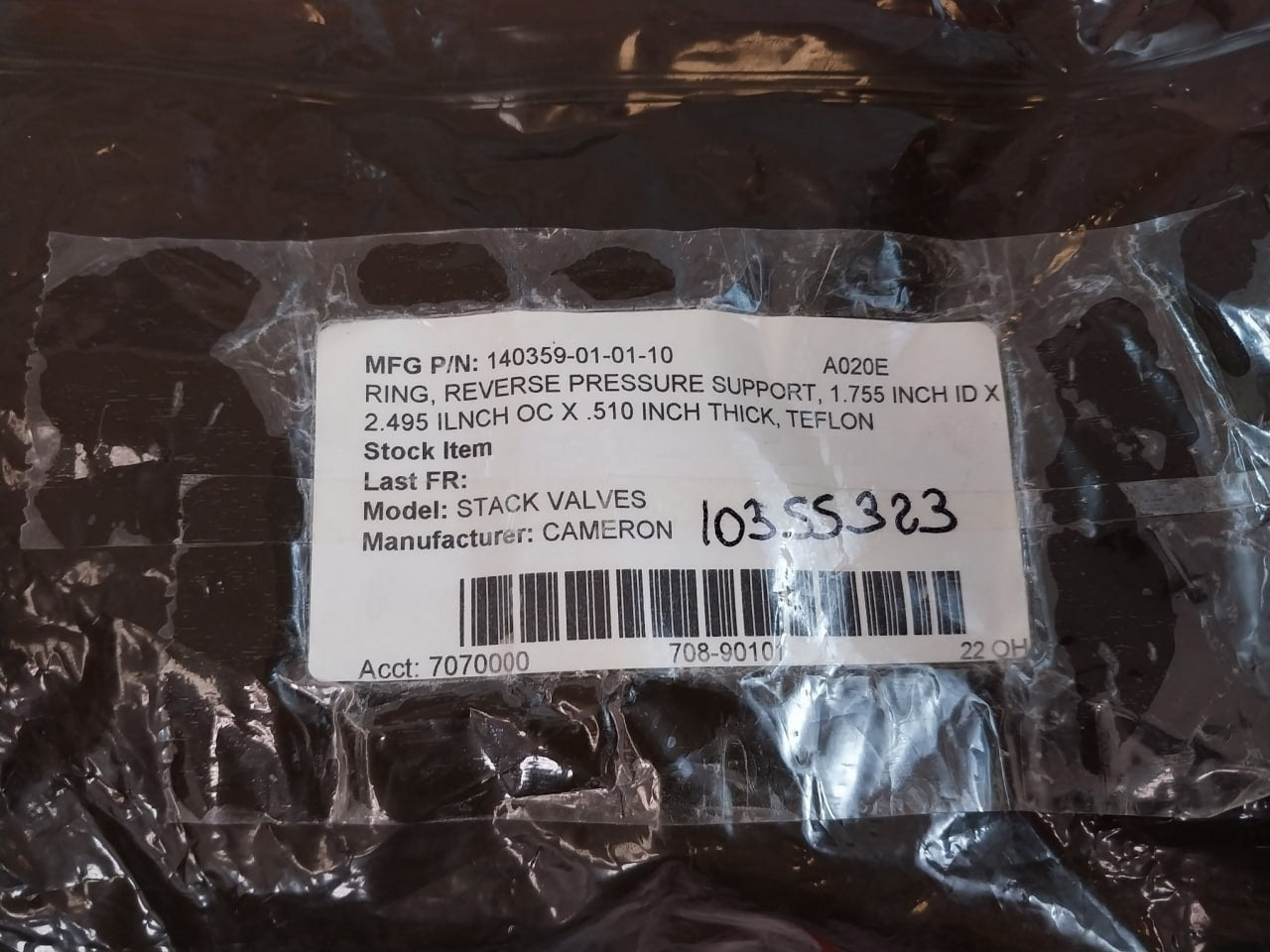 Cameron 140359-01-01-10 Stack Valves Ring 7070000 708-90101 22 Oh 10355323