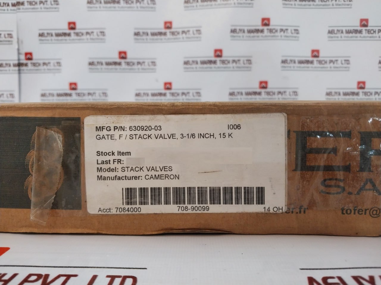Cameron 630920-03 F/Stack Valve Gate 3-1/6 Inch, 15K REV 01
