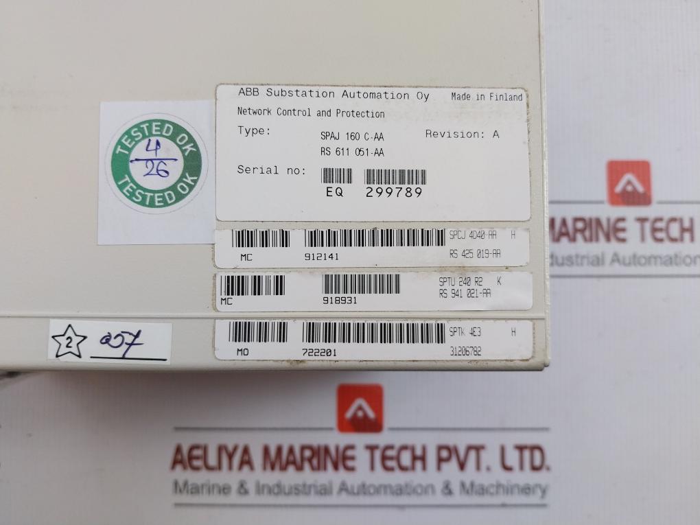 Capacitor Protection Relay Spaj 160 C Abb Rev-a, 50Hz