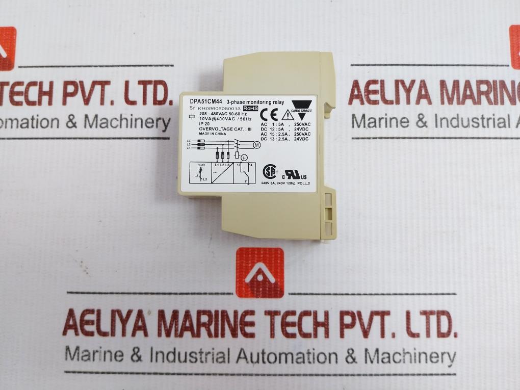 Dpa51Cm44 3-phase Voltage Monitoring Relay Carlo Gavazzi 208-480Vac 50-60 Hz
