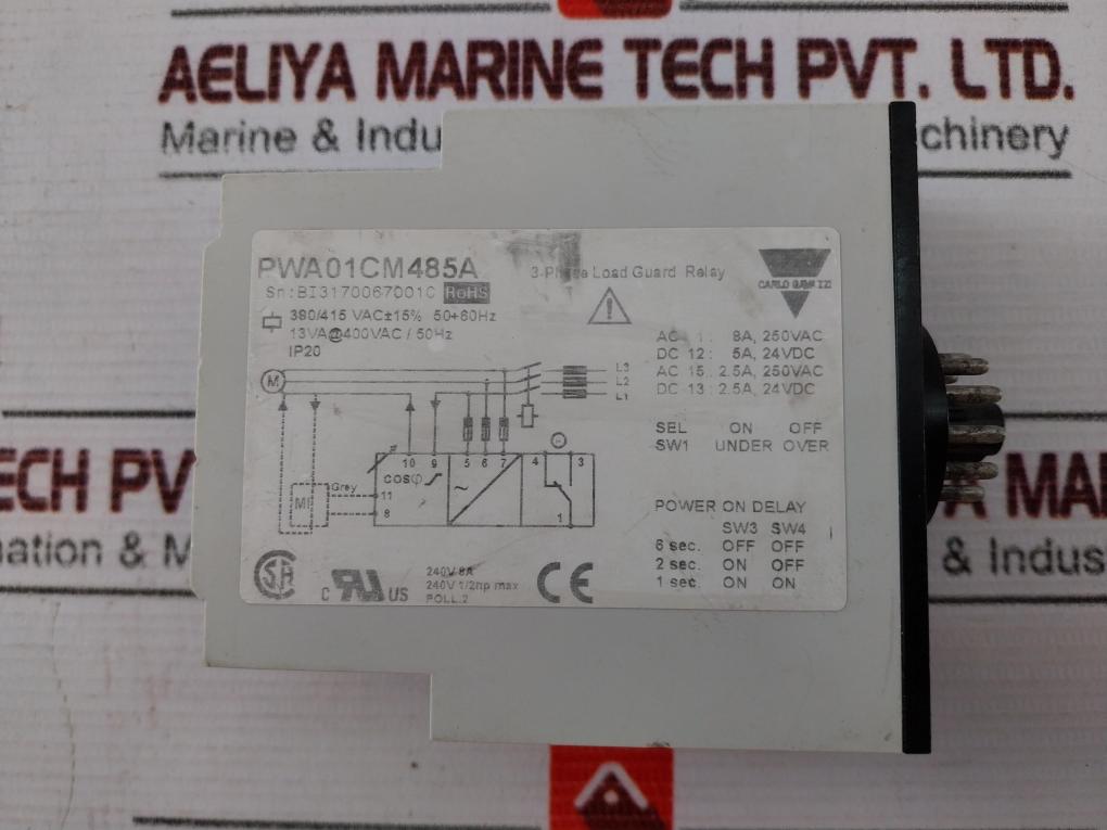 CARLO GAVAZZI PWA01CM485A 3-phase Load Guard Relay 8a 400vac/ 50hz