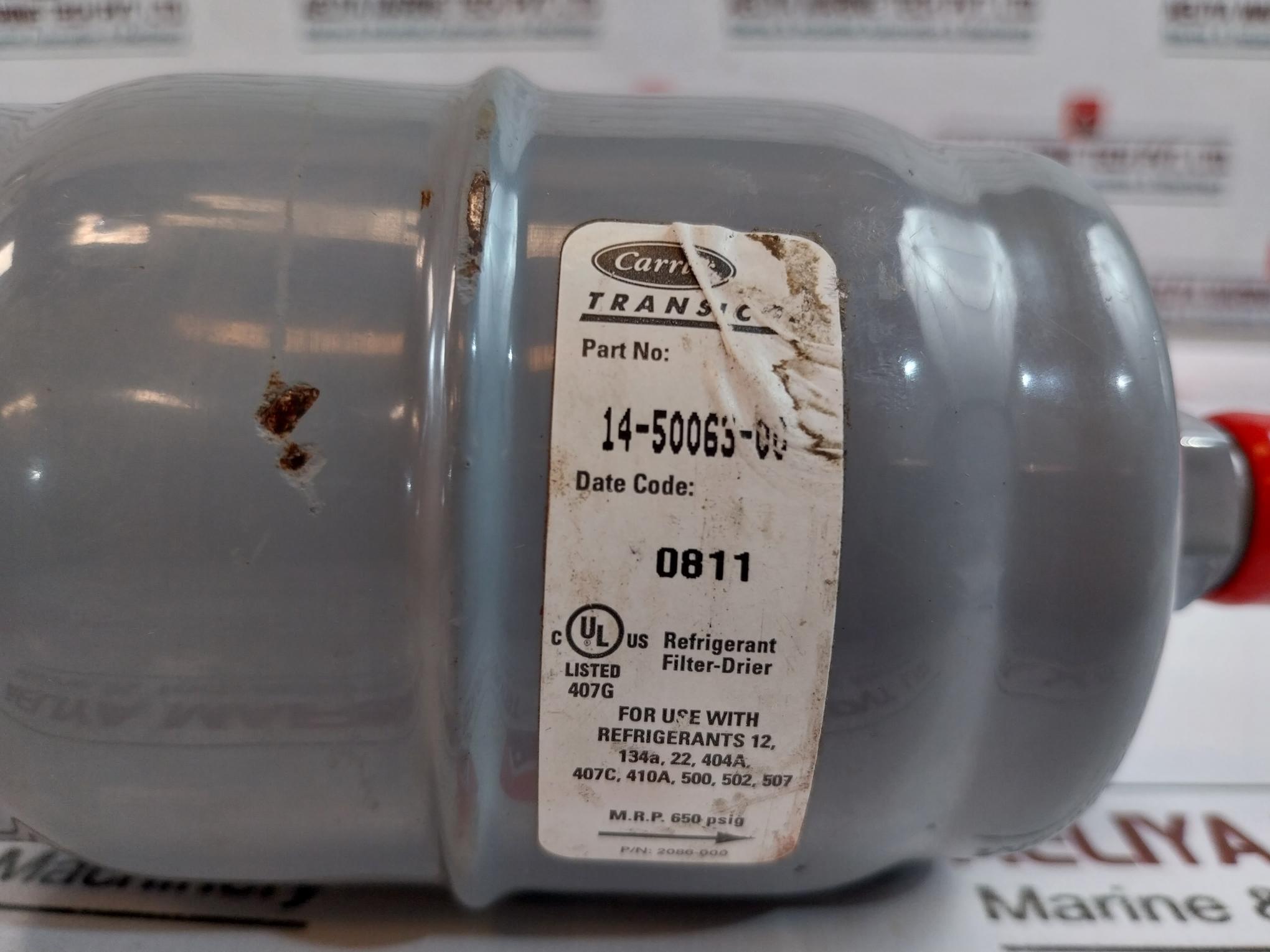 Carrier Transicold 14-50063-00 Refrigerator Filter Drier 2086-000 Maximum Refrigerant Pressure 650 Psig