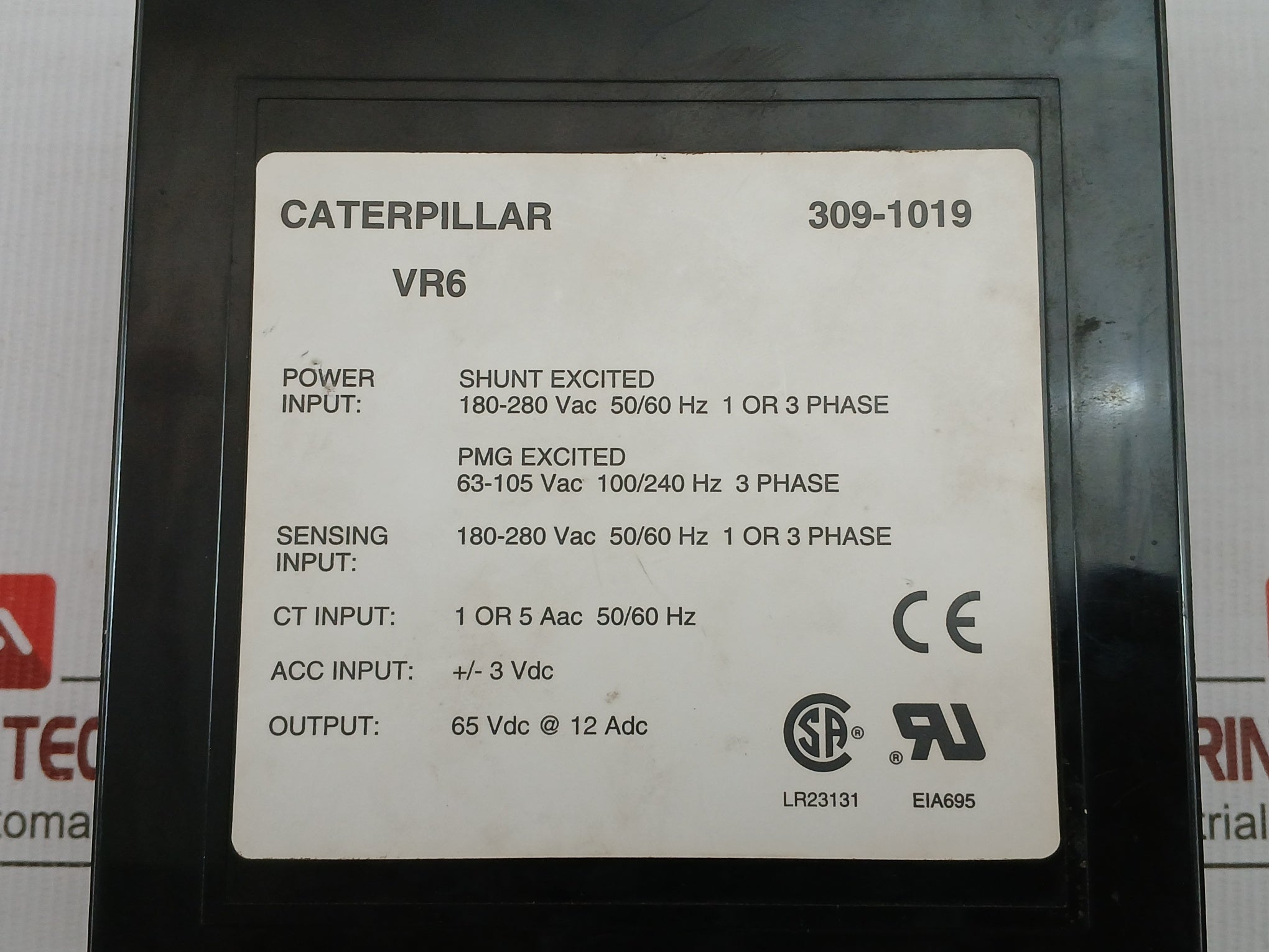 Caterpillar 180-280 Vac 50/60 Hz 1 Or 3 Phase Vr6 Automatic Voltage Regulator