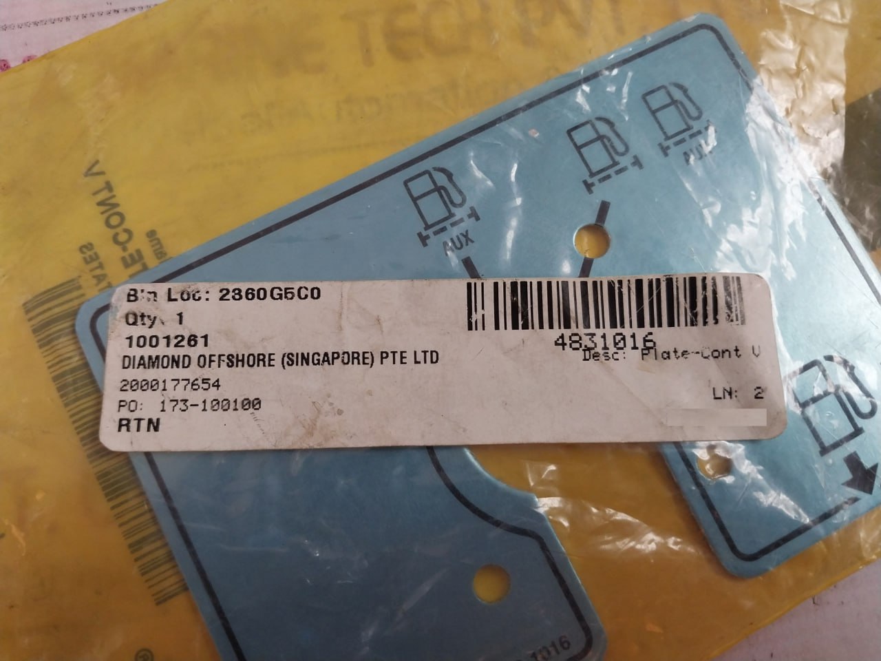 Caterpillar 483-1016 Fuel Instruction Plate 4831016