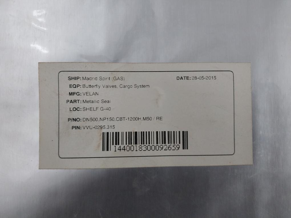 Cbt-1200H M50/Re Butterfly Valve Metallic Seal For Cargo System Velan