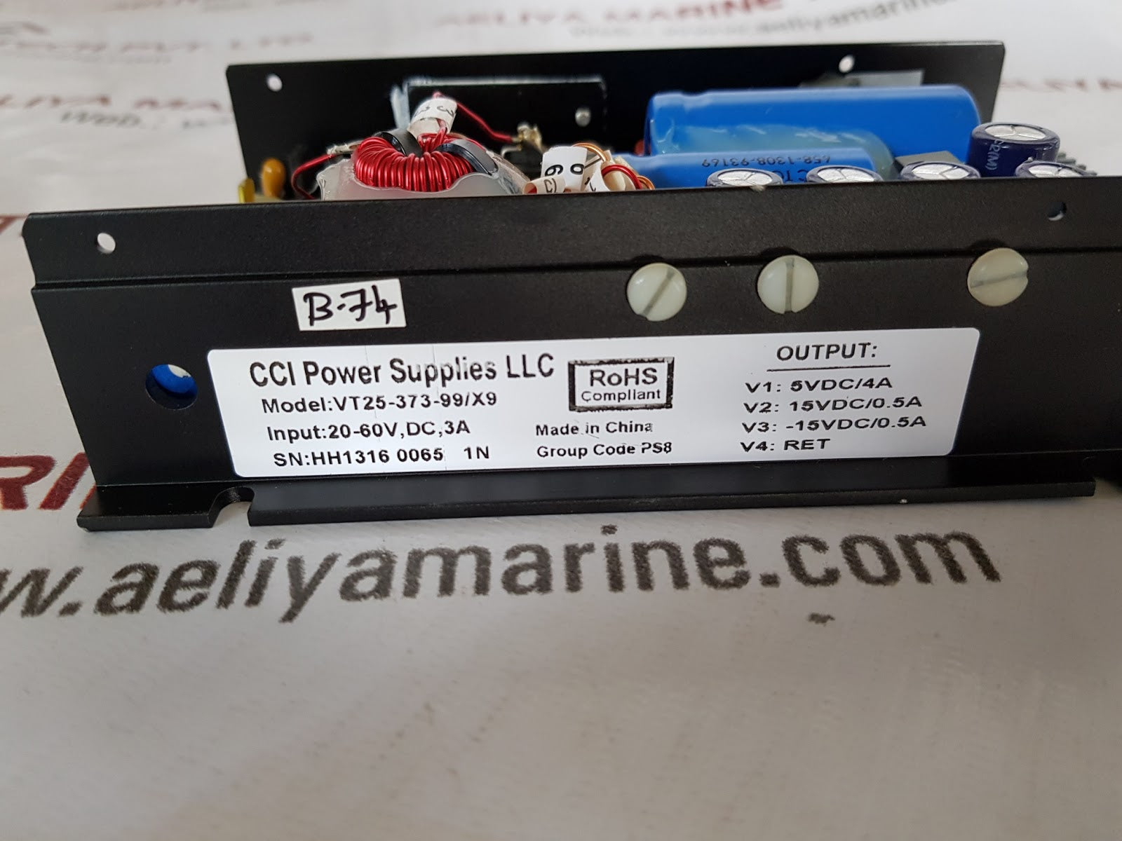 Cci Vt25-373-99/X9 Power Supply 20-60V, Dc, 3A