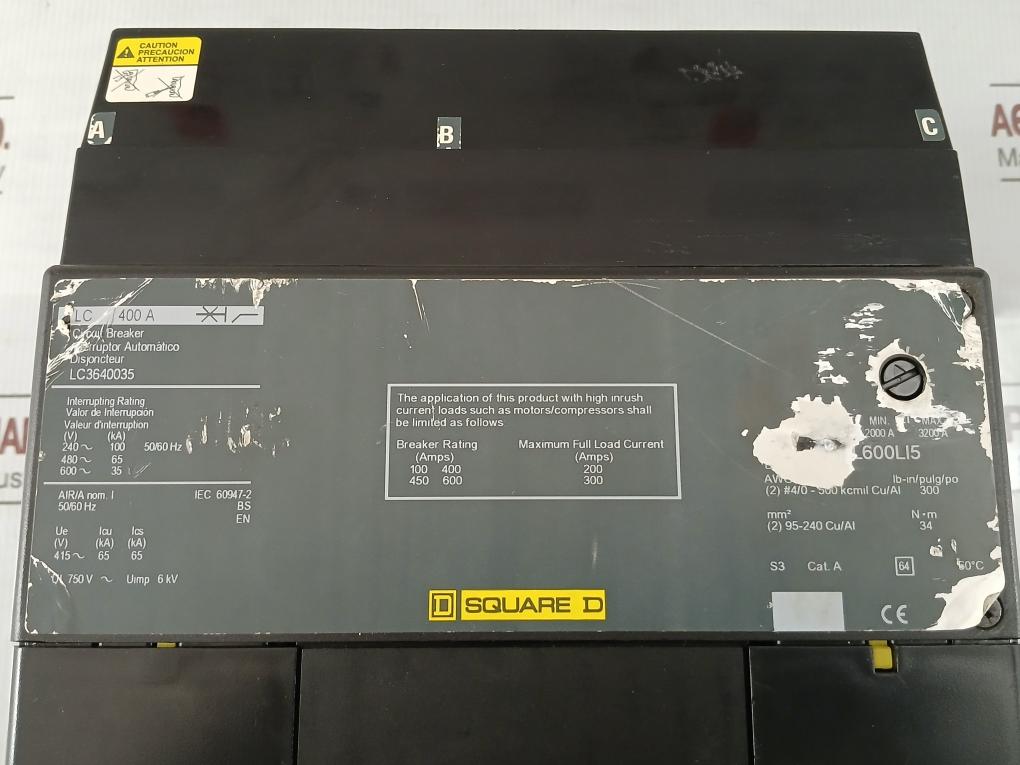 Circuit Breaker Lc3640035 750V/400A/50-60Hz Square D