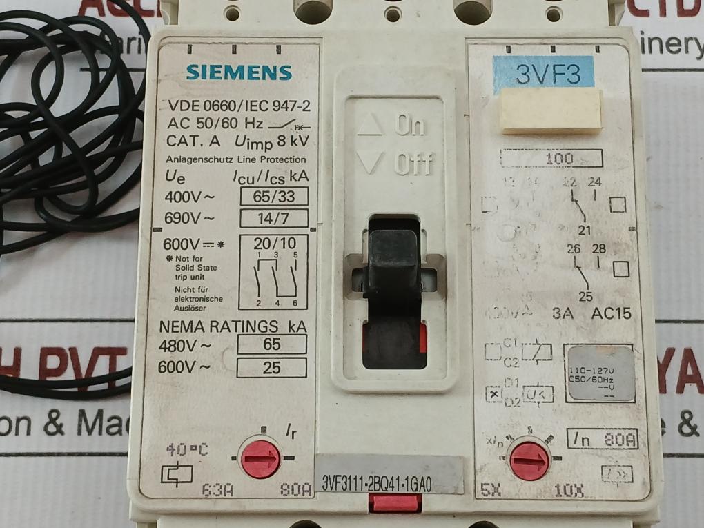 Circuit Breaker With Coil 3Vf3111-2Bq41-1Ga0 Siemens Uimp-8 Kv
