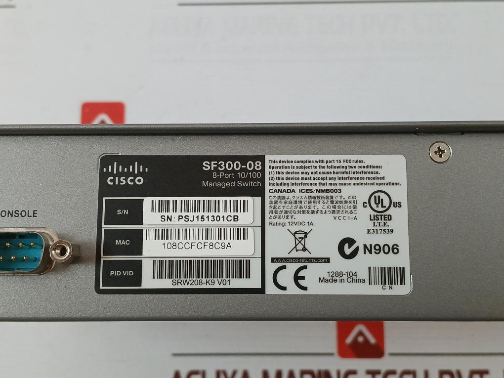 Cisco Sf 300-08 300 Series Managed Switch 12V Dc 1A Esw811Esd01G 6C504D534Da7