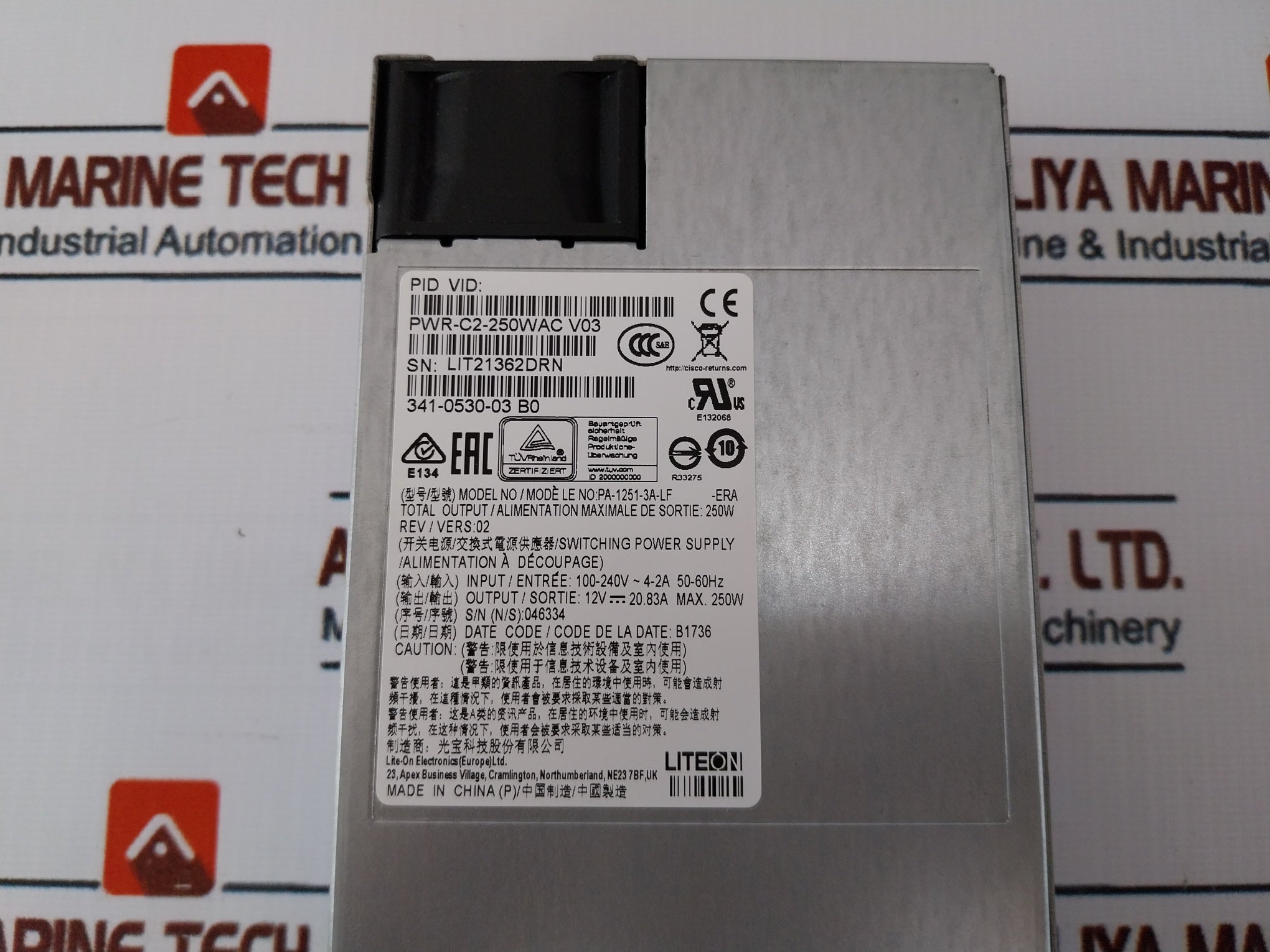 Cisco Ws-c3650-24Ts-s Catalyst Switch W/ Pa-1251-3A-lf 250W Switch Power Supply