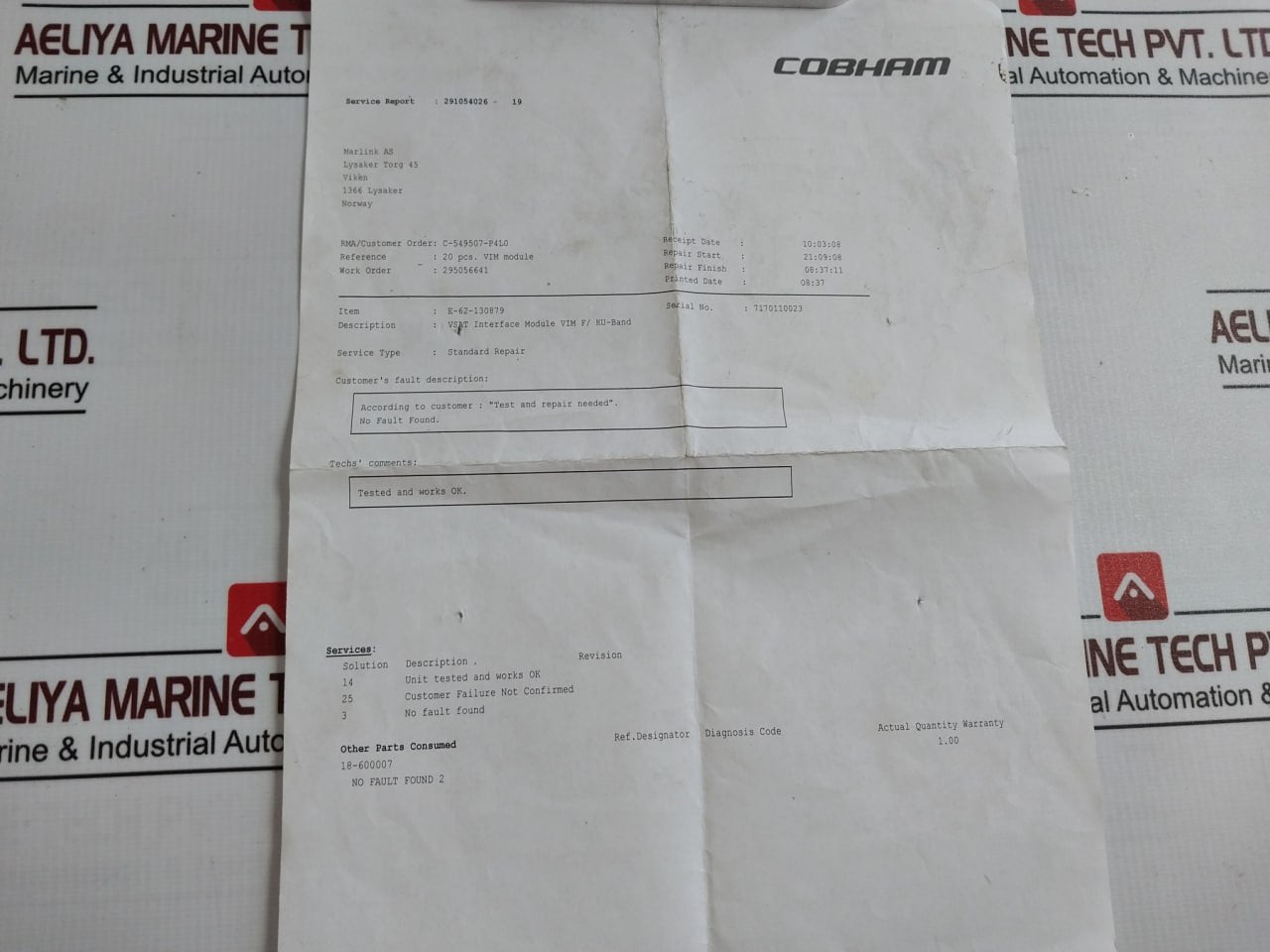 Cobham 62-130879 Vsat Interface Module Vim F/Ku-band, E-62-130879
