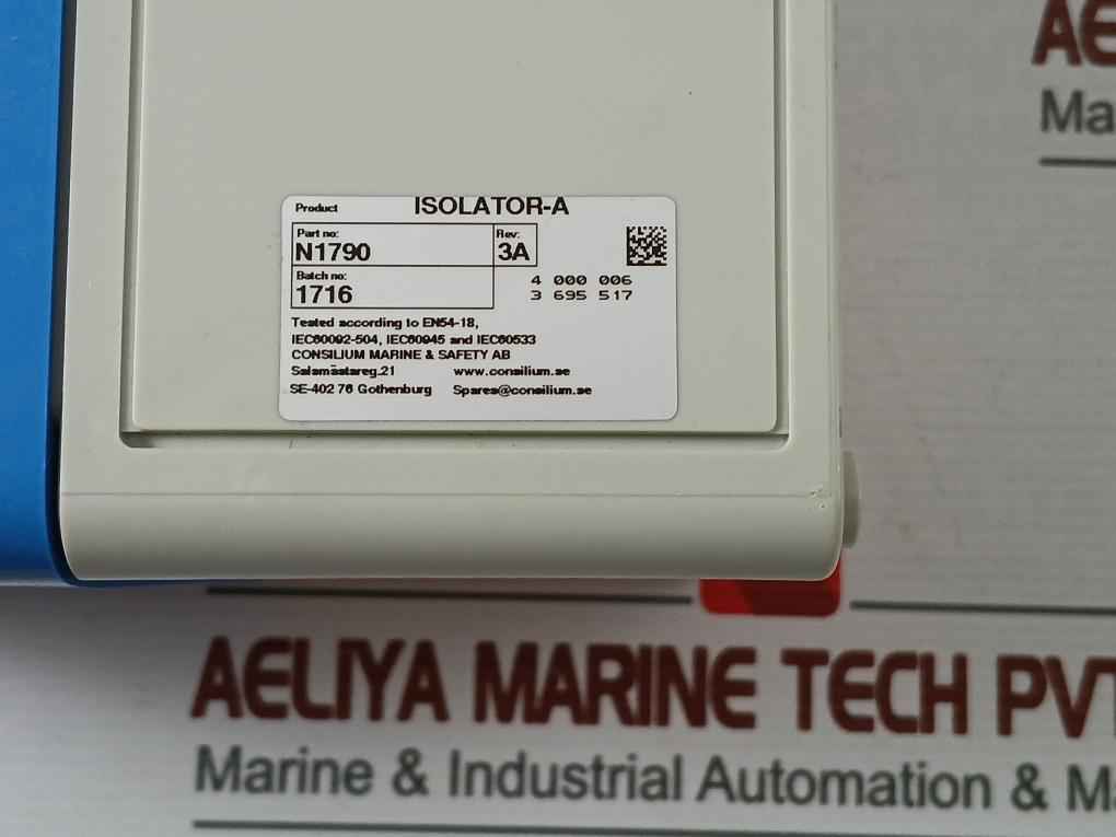 Consilium N1790 Ns-isolator-a Intrinsically Safe Isolator Rev 3A 5200094-00 A