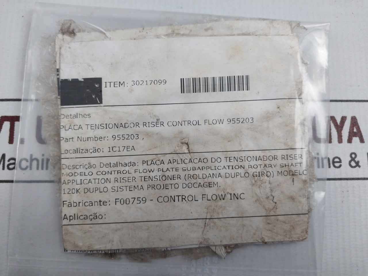 Control Flow 955203 Riser Tensioner Plate For Rotary Shaft 120K Dual B21D05460