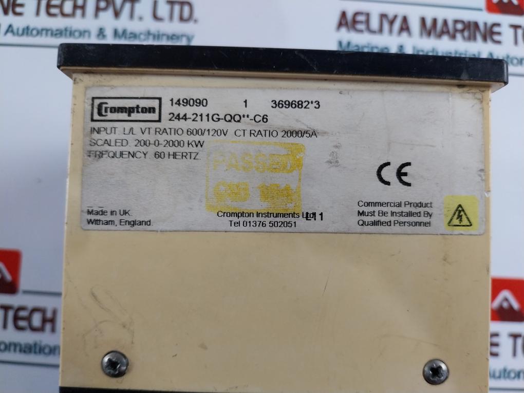 Crompton 0-2000 Kw Analog Panel Meter