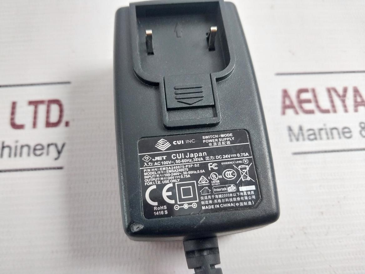 Cui Emsa240075 Switch-mode Power Supply 100–240V 50–60Hz 0.6A 38Va