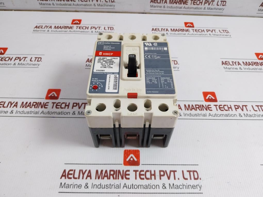 Cutler-hammer-Motor-Circuit-Protector-3-Pole-600Vac-250Vdc-150-Amps-Part-No-Hmcp150U4C-209-1