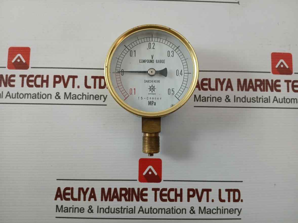Daiichi Keiki 15-c09064 Compound Gauge -0.1 To 0.5 Mpa