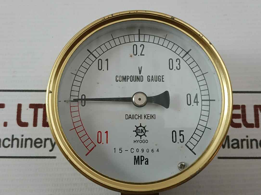 Daiichi Keiki 15-c09064 Compound Gauge -0.1 To 0.5 Mpa