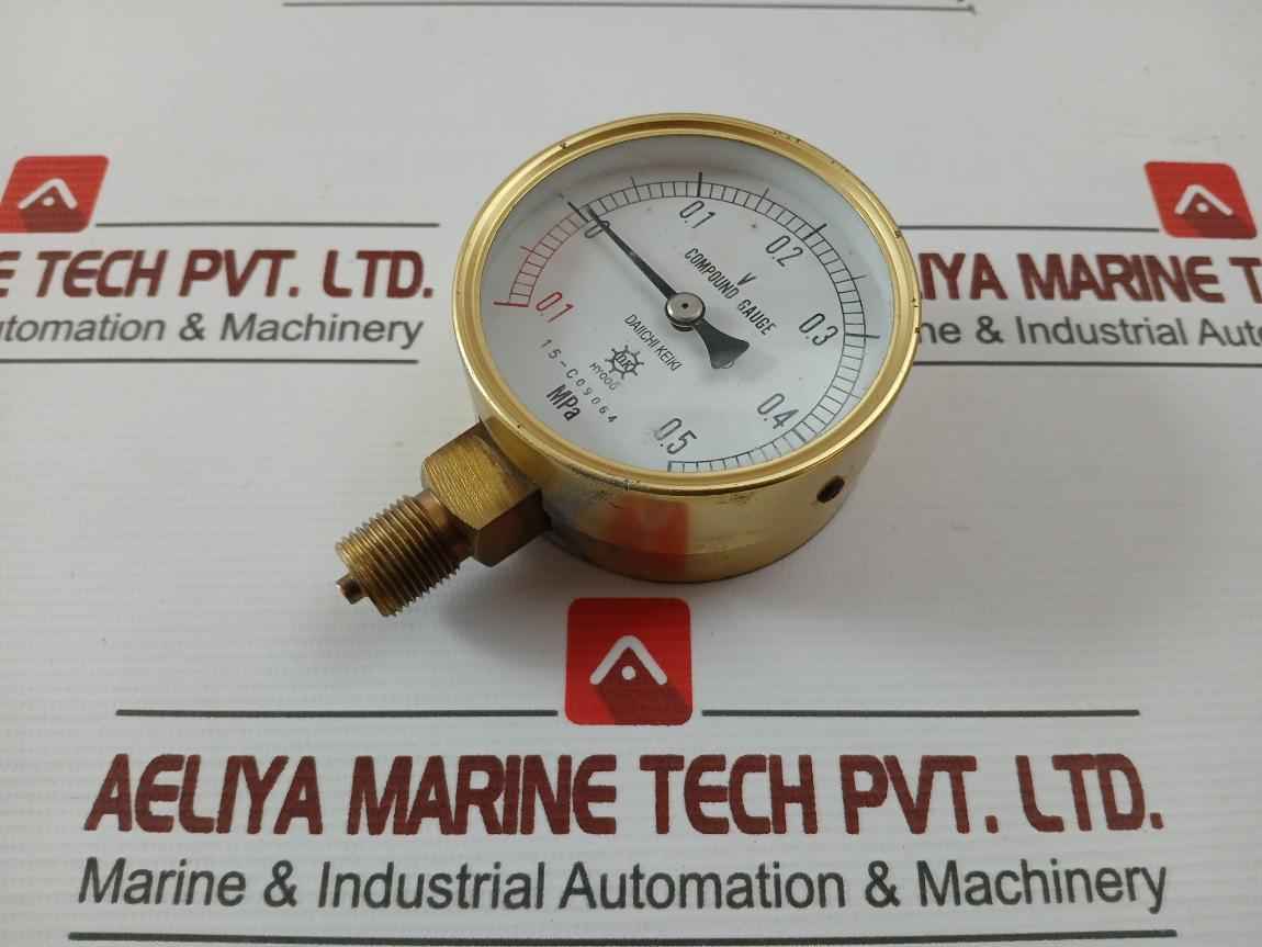 Daiichi Keiki 15-c09064 Compound Gauge -0.1 To 0.5 Mpa
