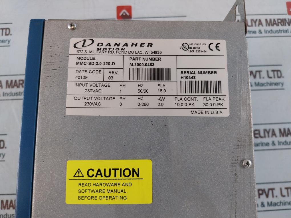 Danaher Mmc-sd-2.0-230-d Mmc Smart Drive 230Vac 50/60Hz M.3000.0463 Rev 03