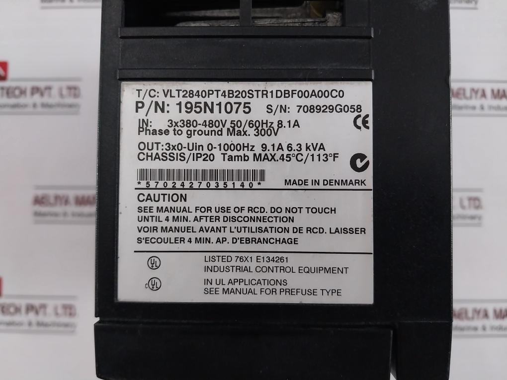 Danfoss 195N1075 Variable Speed Inverter Drive Vlt 2800 3X380-480V 50/60Hz 8.1A