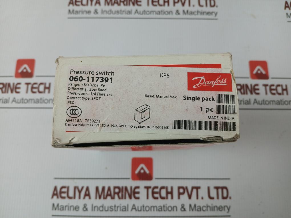Danfoss Pressure Switch Ip30 3 Bar 43 Psi 060-117391 Kp5